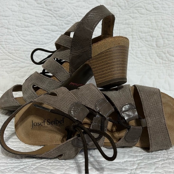 Joseph Seibel Womens Ruth 29 Taupe Leather Tie Heel Sandals, Size 39 - Picture 5 of 10